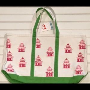 NEW Crab & Cleek Chinoiserie Pagoda Boat Tote